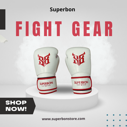 Boxing Gloves Superbon Fight Gear White - Red