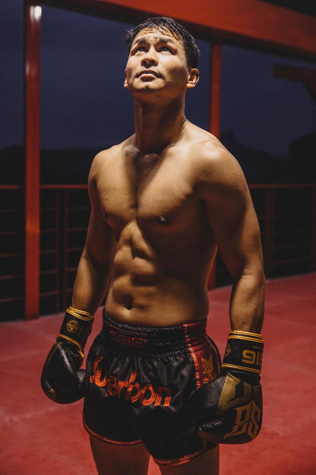 Superbon Muay Thai Shorts Special Collection Black Red