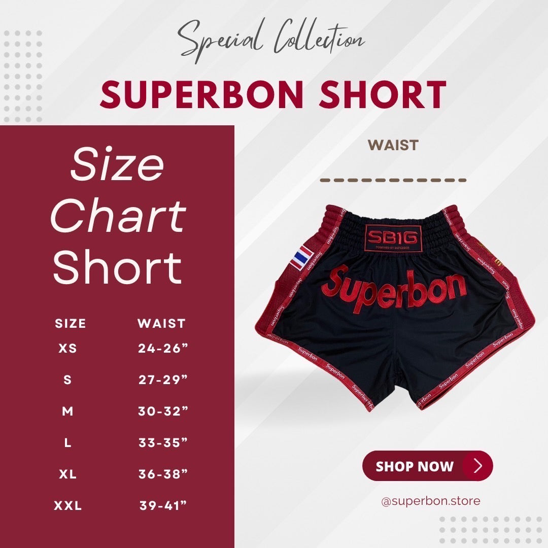 Superbon Muay Thai Shorts Special Collection Black Red