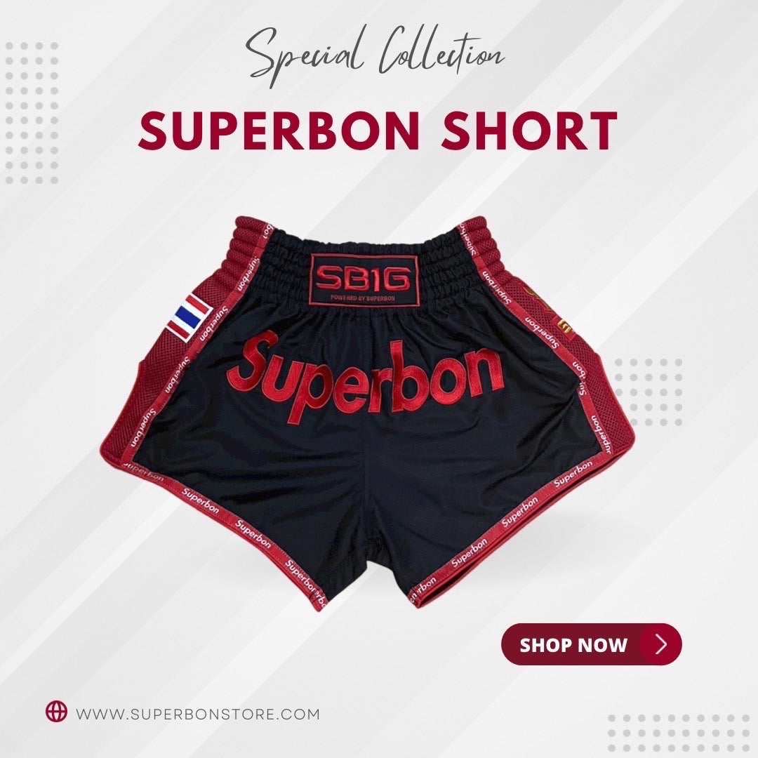 Superbon Muay Thai Shorts Special Collection Black Red