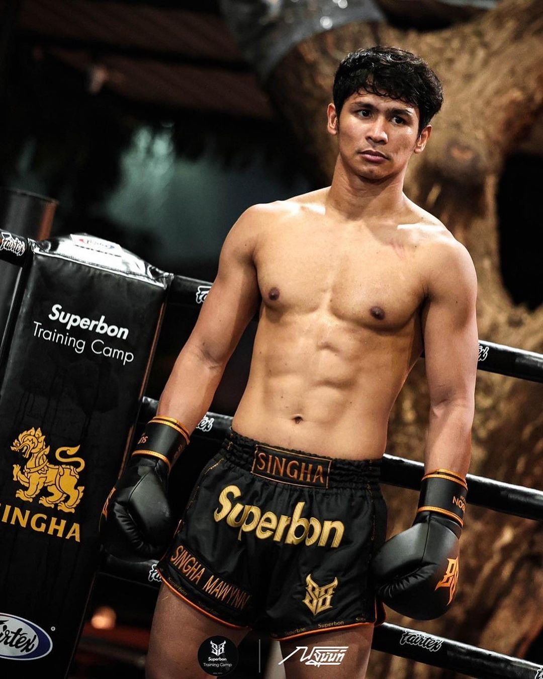 Superbon Muay Thai Shorts Gold Black