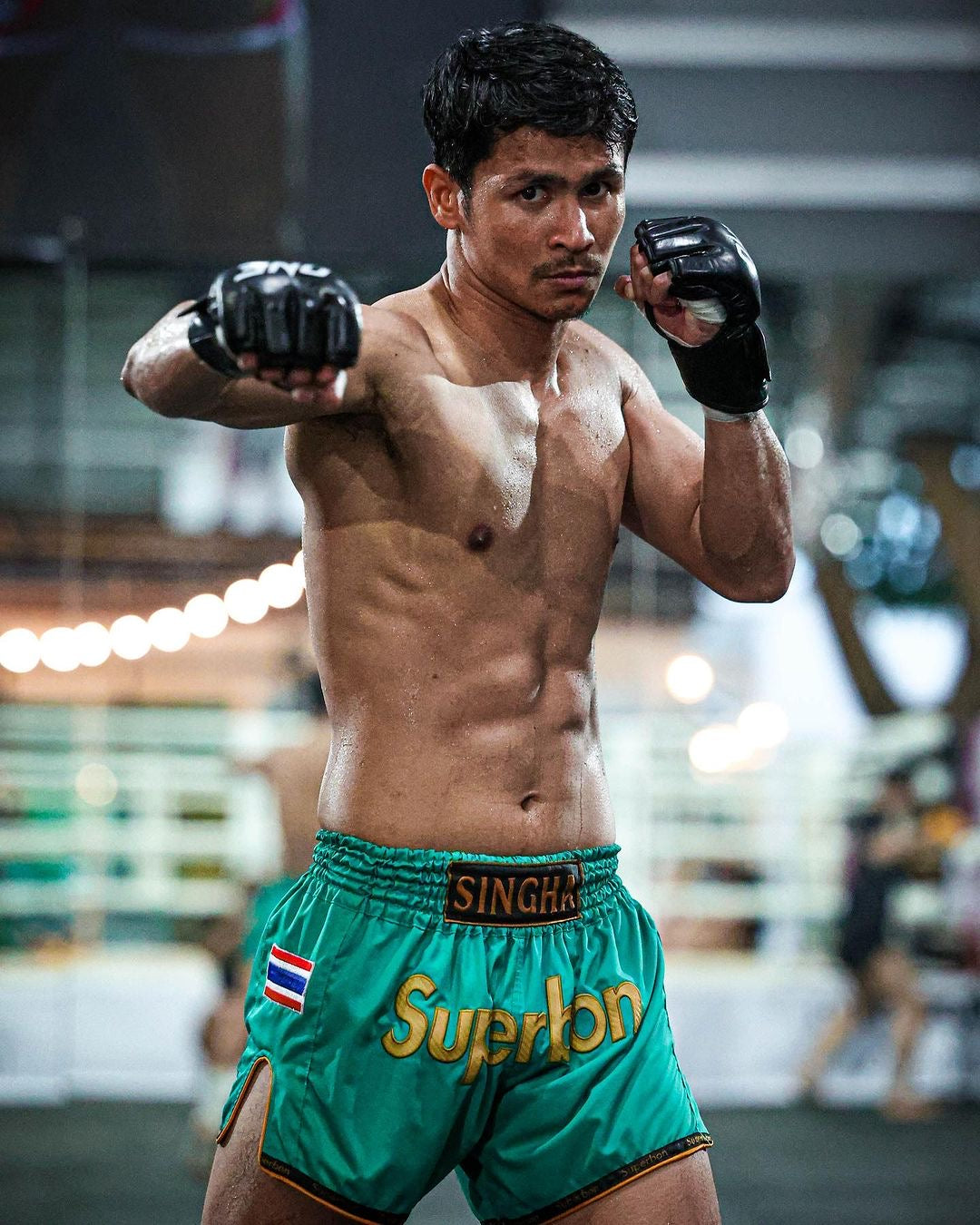 Superbon Muay Thai Shorts Turquoise- Gold