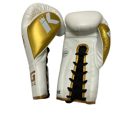 King Pro Boxing Gloves BG Lace Up White