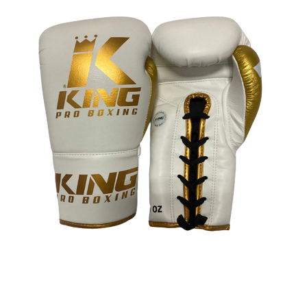 King Pro Boxing Gloves BG Lace Up White