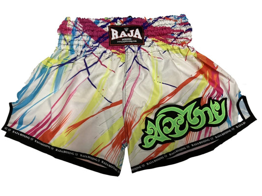 Raja Muay Thai Shorts Graphic White R171