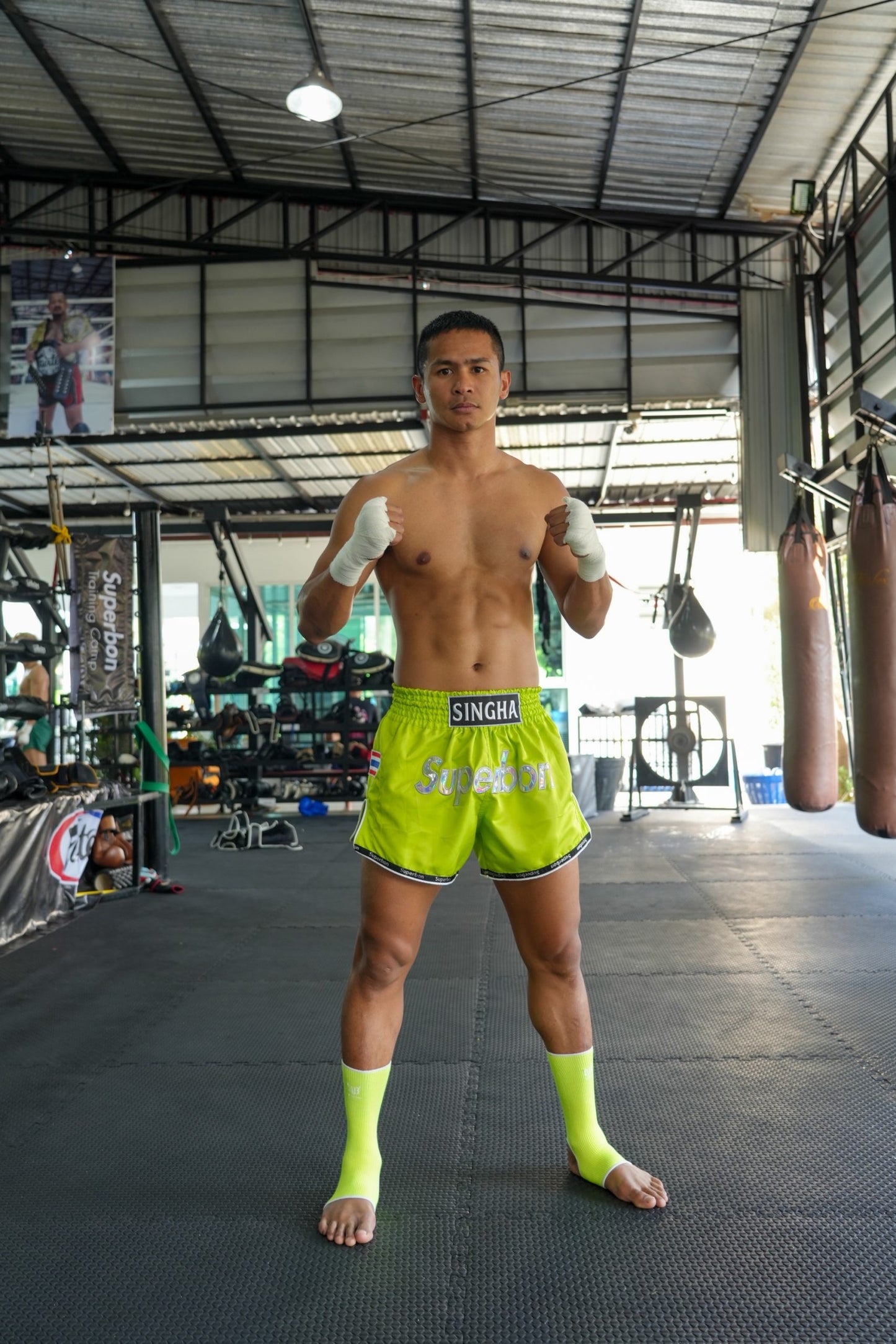 Superbon Muay Thai Shorts Lemon Green