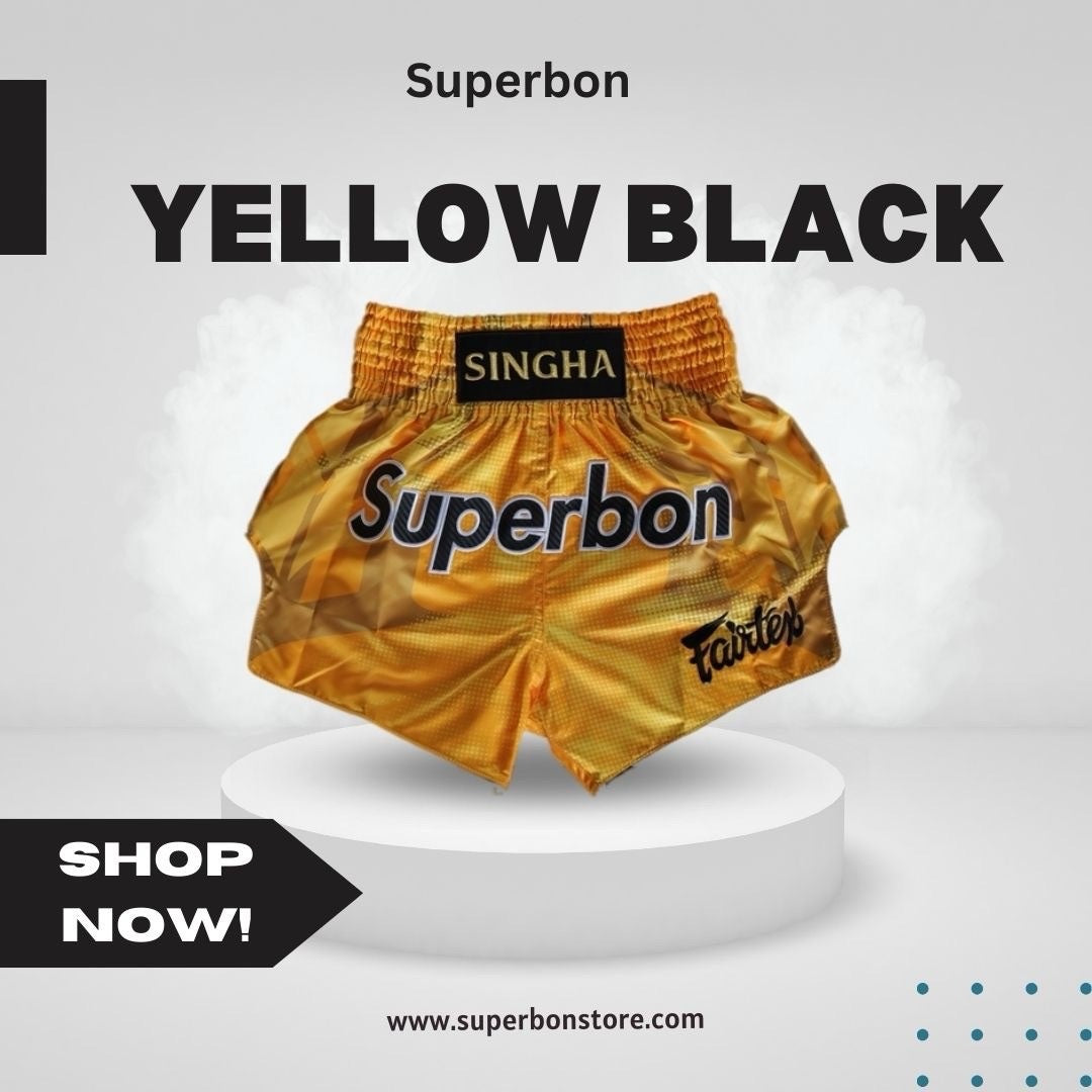 Superbon Muay Thai Shorts MTS23 Yellow Black