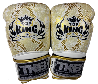 Top King Boxing Gloves "Super Snake" Air TKBGSS-02 White (Gold)