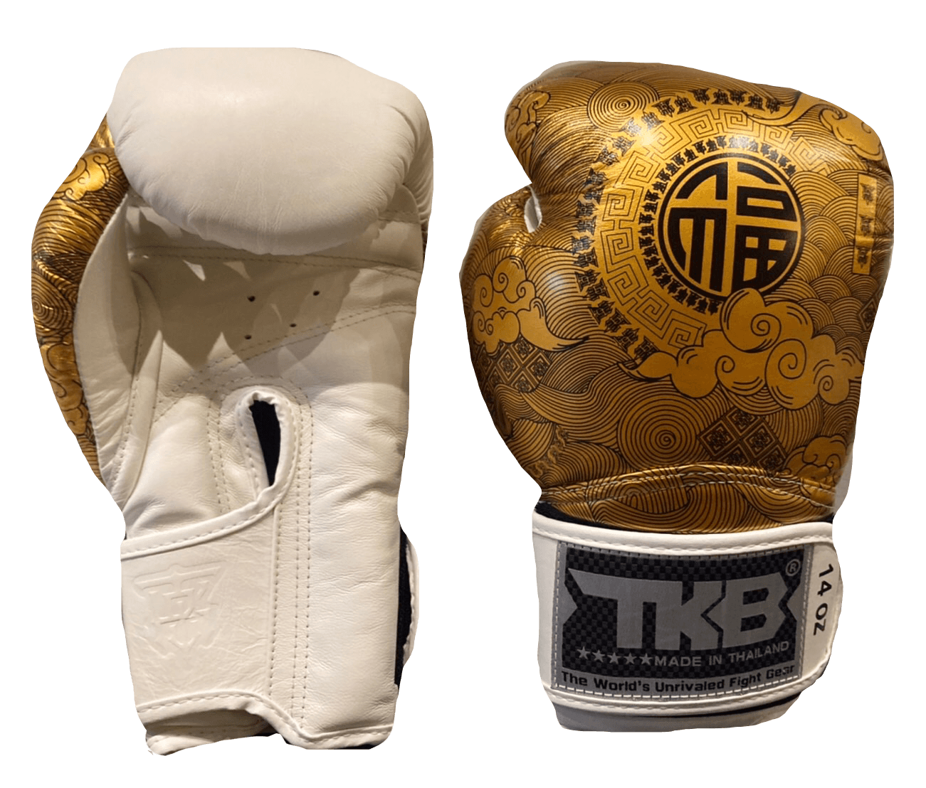 Top King Boxing Gloves TKBGCT-CN01 White with "FOOK" & "DOUBLE HAPPINESS" - SUPER EXPORT SHOP